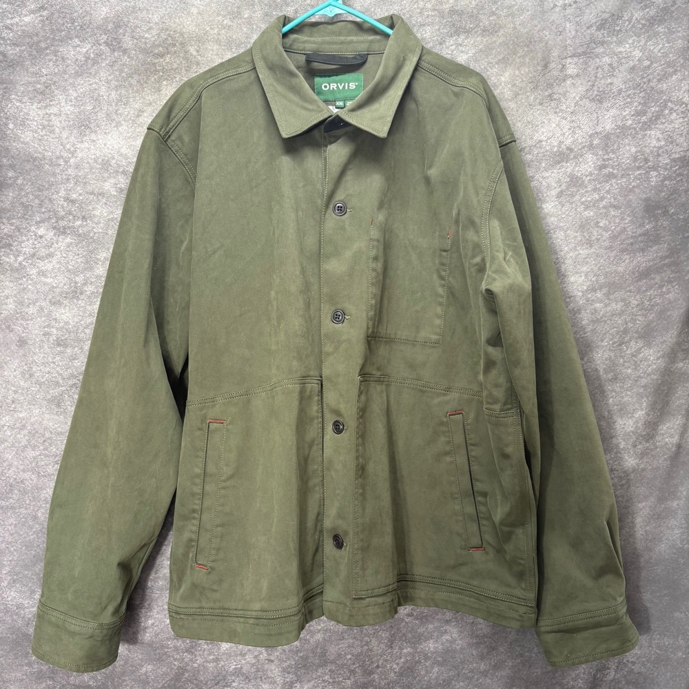 Orvis Button Up Canvas Chore Jacket Size XXL Olive Green Heritage